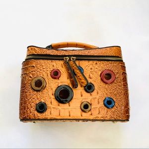 Croc Embossed Bag with Colorful Grommets on Front